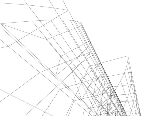 Abstract drawing lines in architectural art concept, minimal geometrical shapes.