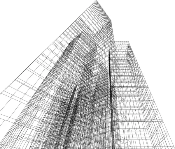 Lignes Dessin Abstraites Dans Concept Art Architectural Formes Géométriques Minimales — Image vectorielle