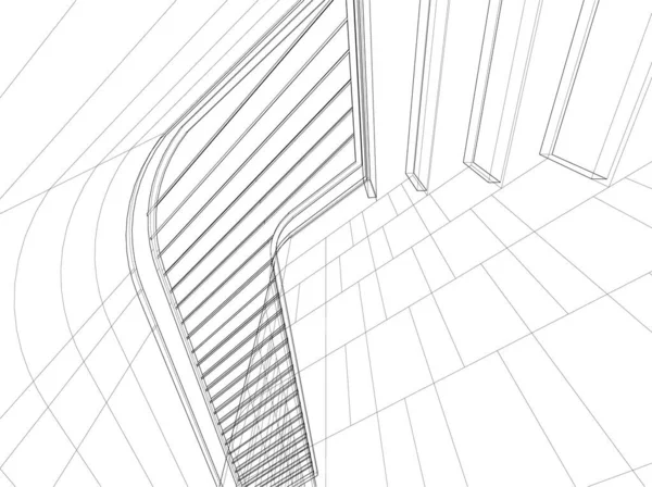 Abstrakte Zeichnungslinien Architektonischen Kunstkonzept Minimale Geometrische Formen — Stockvektor