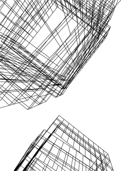 建築芸術の概念における抽象的な線や最小限の幾何学的形状 — ストックベクタ