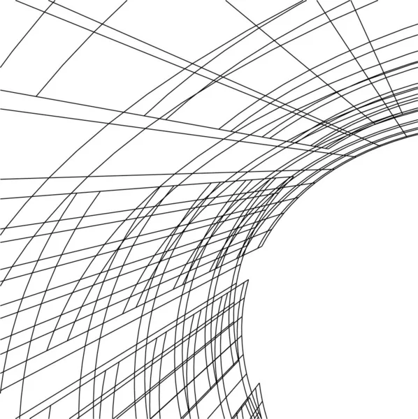 Linee Disegno Astratte Nel Concetto Arte Architettonica Forme Geometriche Minime — Vettoriale Stock