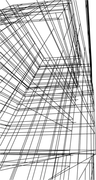 建筑艺术概念中的抽象绘图线 最小几何形状 — 图库矢量图片