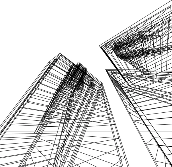 Lignes Dessin Abstraites Dans Concept Art Architectural Formes Géométriques Minimales — Image vectorielle