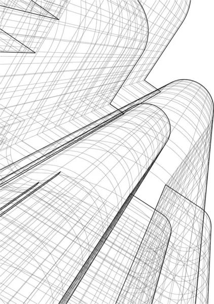 Arkaplanda mimari bina 3d illüstrasyon