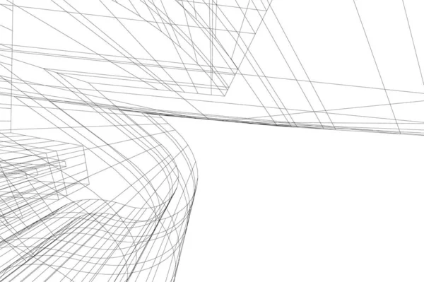 Abstrakta Teckningslinjer Arkitektonisk Konst Koncept Minimala Geometriska Former — Stock vektor
