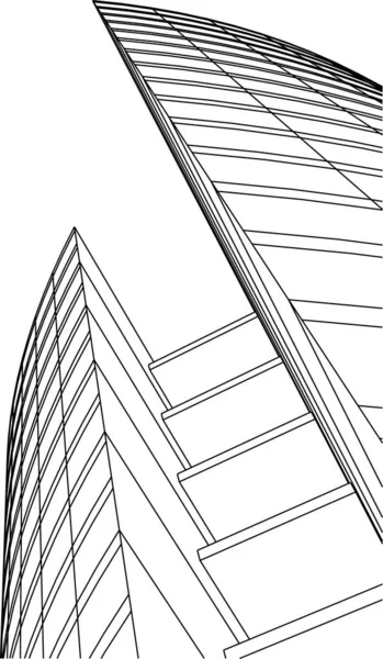 Elvont Rajzvonalak Építészeti Képzőművészetben Minimális Geometriai Formák — Stock Vector