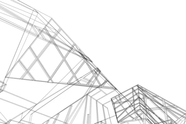 Lignes Dessin Abstraites Dans Concept Art Architectural Formes Géométriques Minimales — Image vectorielle