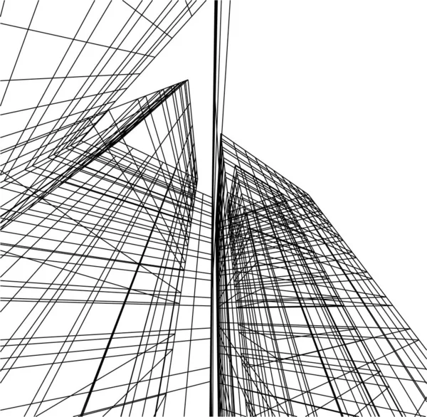 Abstrakte Zeichnungslinien Architektonischen Kunstkonzept Minimale Geometrische Formen — Stockvektor