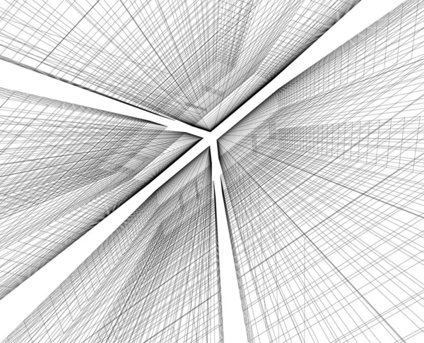 Abstrakta Teckningslinjer Arkitektonisk Konst Koncept Minimala Geometriska Former — Stock vektor