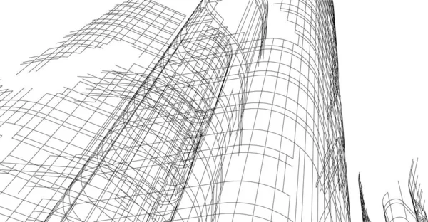 Lignes Dessin Abstraites Dans Concept Art Architectural Formes Géométriques Minimales — Image vectorielle