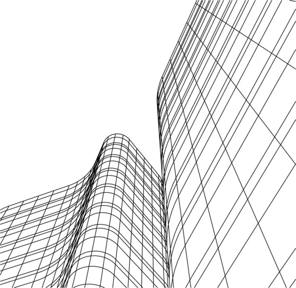 Lignes Dessin Abstraites Dans Concept Art Architectural Formes Géométriques Minimales — Image vectorielle