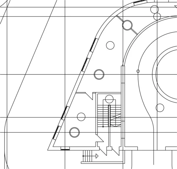 Linee Disegno Astratte Nel Concetto Arte Architettonica Forme Geometriche Minime — Vettoriale Stock