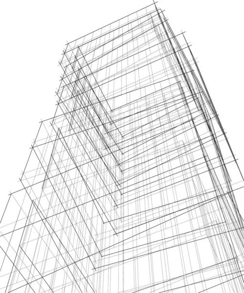 Abstrakte Zeichnungslinien Architektonischen Kunstkonzept Minimale Geometrische Formen — Stockvektor