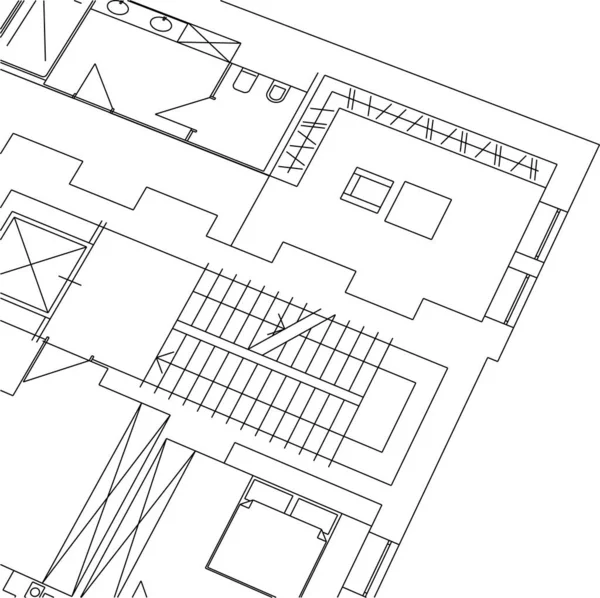 Líneas Abstractas Dibujo Concepto Arte Arquitectónico Formas Geométricas Mínimas — Vector de stock