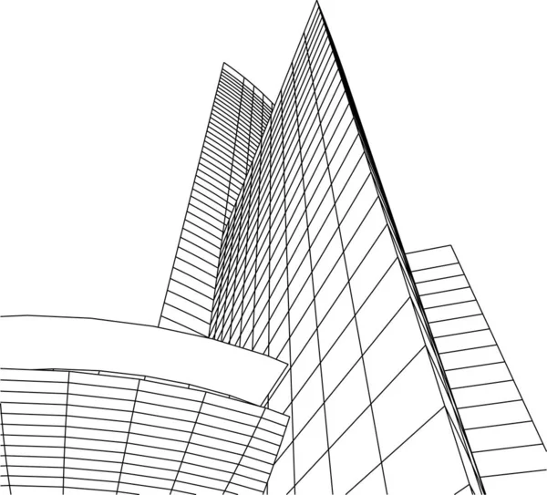 Abstrakte Zeichnungslinien Architektonischen Kunstkonzept Minimale Geometrische Formen — Stockvektor