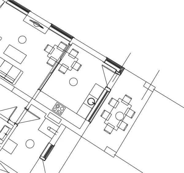 Abstrakta Teckningslinjer Arkitektonisk Konst Koncept Minimala Geometriska Former — Stock vektor