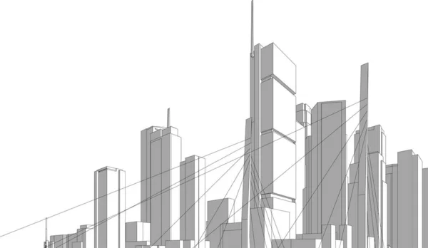 Abstrakcyjne Linie Rysunku Koncepcji Sztuki Architektonicznej Minimalne Kształty Geometryczne — Wektor stockowy