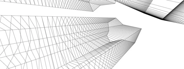 Abstracte Tekenlijnen Architectonisch Kunstconcept Minimale Geometrische Vormen — Stockvector