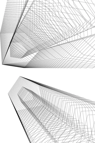 Abstracte Tekenlijnen Architectonisch Kunstconcept Minimale Geometrische Vormen — Stockvector