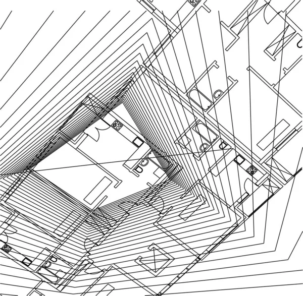 Linhas Abstratas Desenho Conceito Arte Arquitetônica Formas Geométricas Mínimas — Vetor de Stock