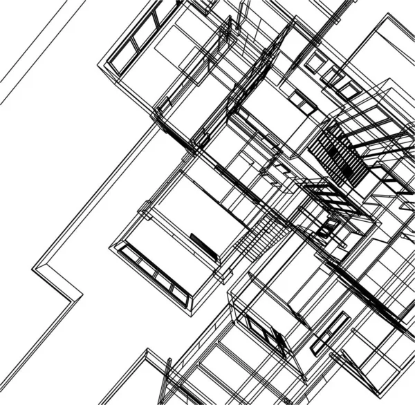 Linhas Abstratas Desenho Conceito Arte Arquitetônica Formas Geométricas Mínimas —  Vetores de Stock