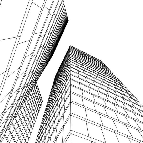 Abstrakte Zeichnungslinien Architektonischen Kunstkonzept Minimale Geometrische Formen — Stockvektor