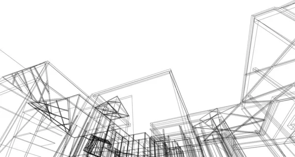 Lignes Dessin Abstraites Dans Concept Art Architectural Formes Géométriques Minimales — Image vectorielle