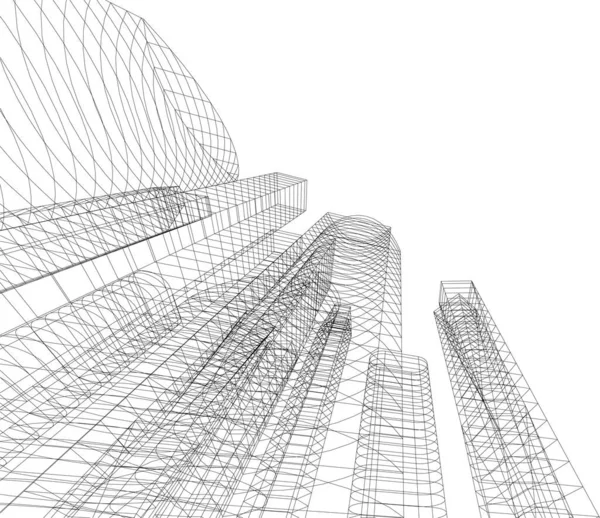 Abstrakcyjne Linie Rysunku Koncepcji Sztuki Architektonicznej Minimalne Kształty Geometryczne — Wektor stockowy