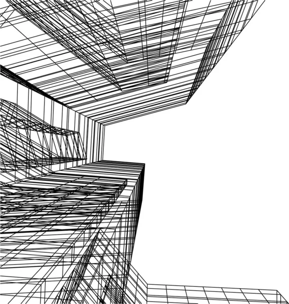 Líneas Abstractas Dibujo Concepto Arte Arquitectónico Formas Geométricas Mínimas — Vector de stock