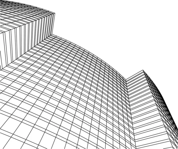 Abstracte Tekenlijnen Architectonisch Kunstconcept Minimale Geometrische Vormen — Stockvector