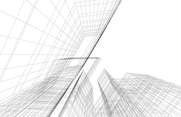 Abstracte Tekenlijnen Architectonisch Kunstconcept Minimale Geometrische Vormen — Stockvector