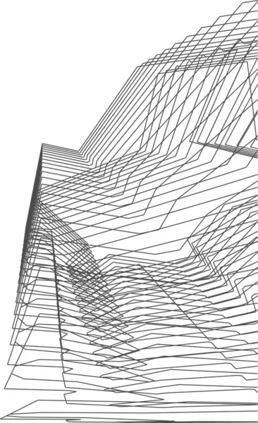 Elvont Rajzvonalak Építészeti Képzőművészetben Minimális Geometriai Formák — Stock Vector