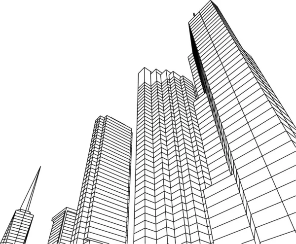 Abstrakte Zeichnungslinien Architektonischen Kunstkonzept Minimale Geometrische Formen — Stockvektor