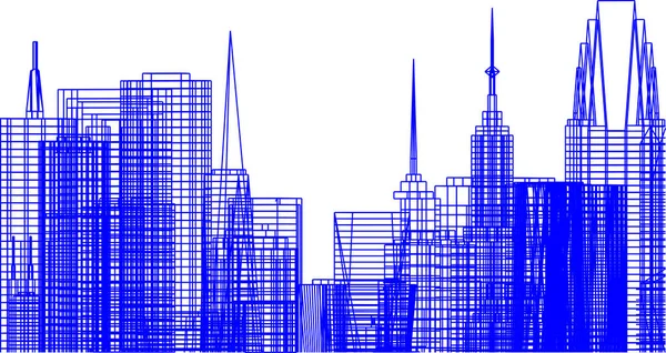 建筑艺术概念中的抽象绘图线 最小几何形状 — 图库矢量图片