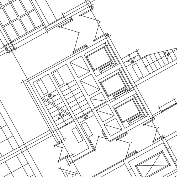 Líneas Abstractas Dibujo Concepto Arte Arquitectónico Formas Geométricas Mínimas — Archivo Imágenes Vectoriales