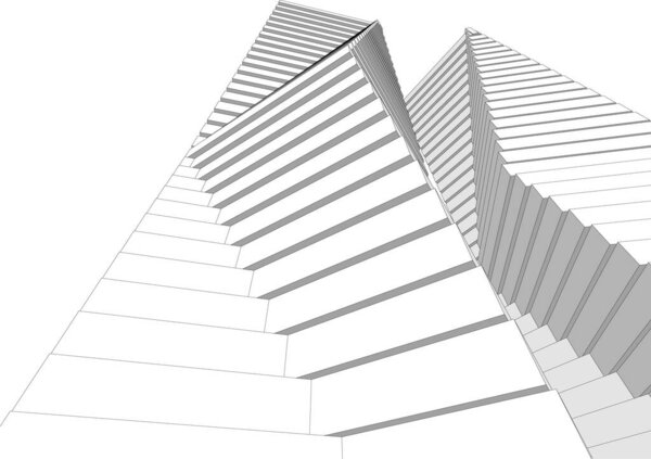 Abstract drawing lines in architectural art concept, minimal geometrical shapes. 