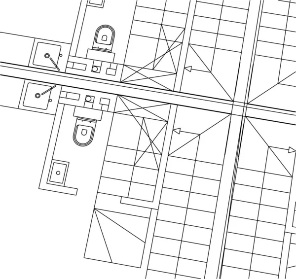 Abstrakcyjne Linie Rysunku Koncepcji Sztuki Architektonicznej Minimalne Kształty Geometryczne — Wektor stockowy