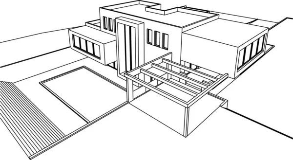 Abstraktní Kreslicí Čáry Architektonickém Pojetí Minimální Geometrické Tvary — Stockový vektor