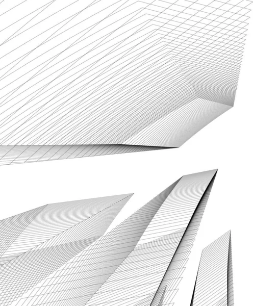 Lignes Dessin Abstraites Dans Concept Art Architectural Formes Géométriques Minimales — Image vectorielle