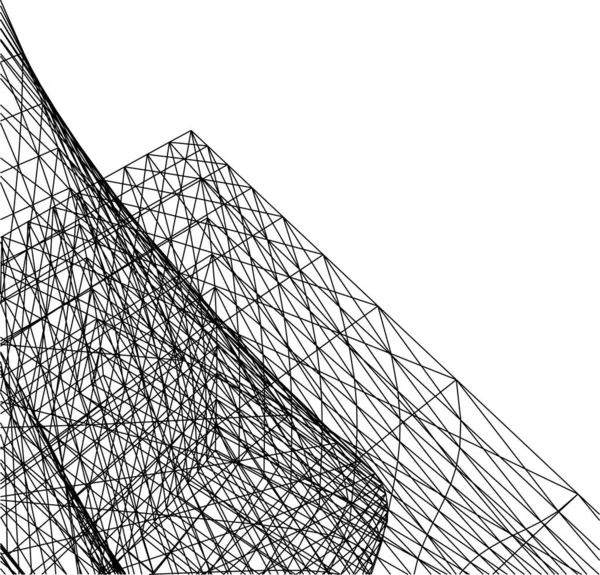 Abstrakte Zeichnungslinien Architektonischen Kunstkonzept Minimale Geometrische Formen — Stockvektor