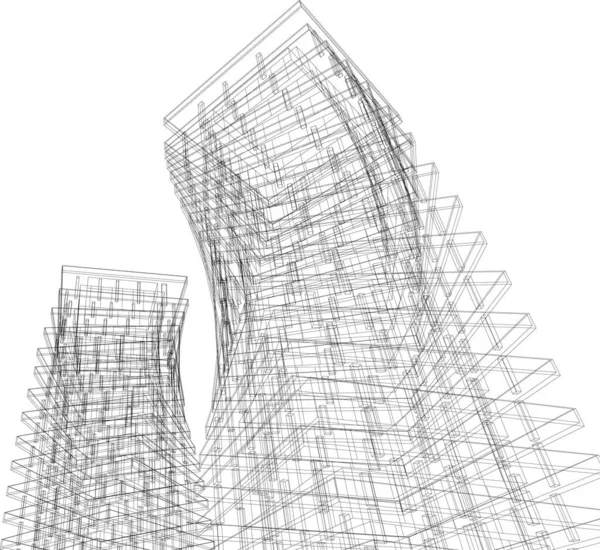 Linhas Abstratas Desenho Conceito Arte Arquitetônica Formas Geométricas Mínimas — Vetor de Stock