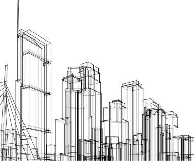 Mimari sanat konseptinde soyut çizgiler, minimum geometrik şekiller. 