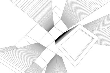 Mimari sanat konseptinde soyut çizgiler, minimum geometrik şekiller. 