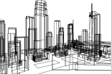 Mimari sanat konseptinde soyut çizgiler, minimum geometrik şekiller. 