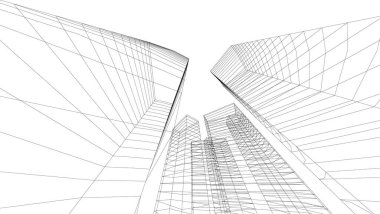 Mimari sanat konseptinde soyut çizgiler, minimum geometrik şekiller. 