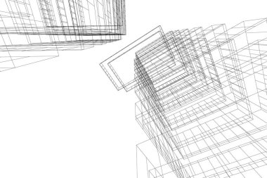 Mimari sanat konseptinde soyut çizgiler, minimum geometrik şekiller. 