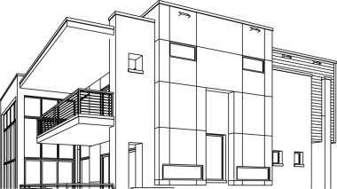 Mimari sanat konseptinde soyut çizgiler, minimum geometrik şekiller.