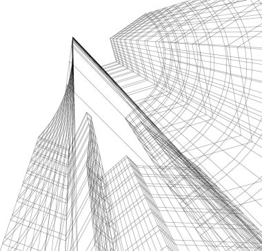 Mimari sanat konseptinde soyut çizgiler, minimum geometrik şekiller. 