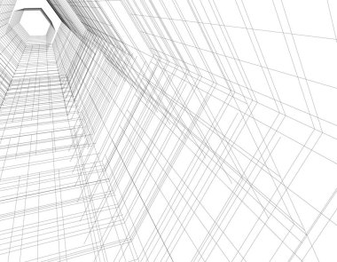 Mimari sanat konseptinde soyut çizgiler, minimum geometrik şekiller. 