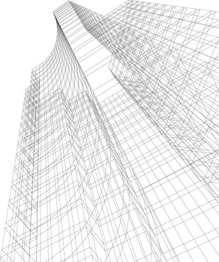 Arkaplanda mimari bina 3d illüstrasyon